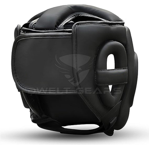 Hot Sale Custom Logo Quality Leather Full Face Boxing <b>Head</b> Guard Professional Breathable Eco-friendly Adjustable Portable - Product Image 3