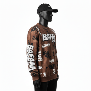 เสื้อสเวตเชิ้ตผู้ชาย ผ้าฝ้ายผสมโพลีเอสเตอร์เนื้อนุ่ม 320 GSM สีน้ำตาล ดำ พิมพ์โลโก้ตามสั่ง เสื้อสเวตเชิ้ตพื้นฐาน - Product Image 3