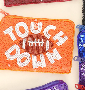 Sac à monnaie perlé et paillettes de football mini-sac tendance artisanal pour carte et petits objets essentiels - Product Image 4