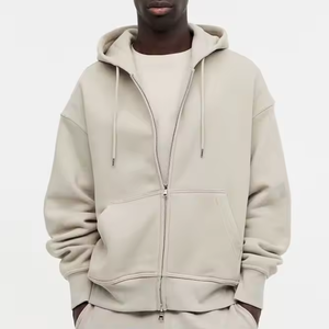 Sudaderas con capucha de doble cremallera mental para hombre, Sudadera con capucha en blanco con hombros caídos de algodón, jersey de gran tamaño, ropa de calle, Sudadera con capucha de peso pesado - Product Image 2