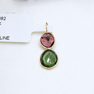 Unique naturel à facettes coupe multi tourmaline 18k or jaune fait à la main femmes GIA certifié fête pendentif bijoux pour la vente en gros - Product Image 2