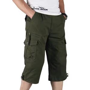 Shorts cargo mi-longs pour hommes, couleur unie, coupe ample, design multi-poches, fermeture éclair, polyester/coton, séchage rapide, respirant pour - Product Image 4