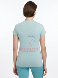Venta al por mayor camisa Ecuestre para mujer tela elástica transpirable verano equitación Top humedad wicking secado rápido tops elegantes - Product Image 4