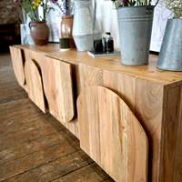 Soporte de TV de madera de acacia maciza Archer, diseño moderno para sala de estar, dormitorio, comedor, uso en hotel o apartamento