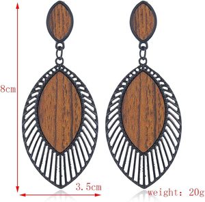 Wooden Earrings for Women - Big Round <b>Circle</b> Geometric <b>Wood</b> Drop Dangle Hook Earrings Dangle Lightweight Drop Bohemian Pendant - Product Image 3