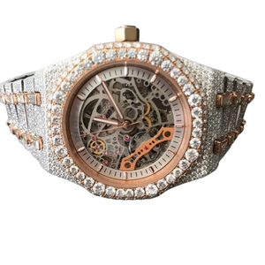 41MM High Quality Customized Lab Grown Diamond Analog Dial Display Date Iced Stainless Steel <b>Glass</b> Dial Window Watch For Men's - Product Image 3