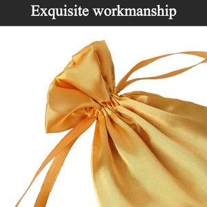 Sacs cadeaux en soie dorée à cordon pour noël, mariage et fête, sac de luxe en velours OEM fabriqué au Vietnam - Product Image 3