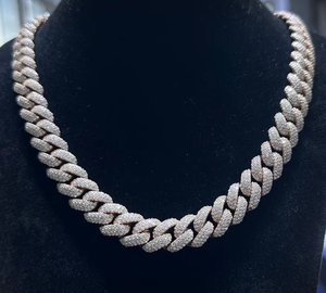 สร้อยคิวบาลิงค์ประดับเพชรโมอิสซาไนต์แบบไอซ์เอาท์ เงินแท้ 925 สร้อยโมอิสซาไนต์ - Product Image 3