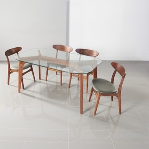 Ensemble de meubles de salle à manger en teck et verre de couleur naturelle pour meubles de salle à manger et meubles de cuisine - Product Image 2