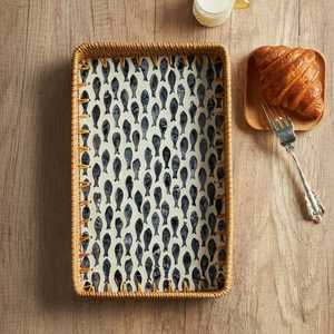 Plateau de service en incrustation de nacre fait main avec design décoratif Plateau de service personnalisable en incrustation de nacre pour cadeau - Product Image 2