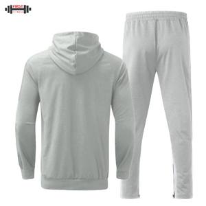 Alta calidad personalizado Zip capucha transpirable Sudadera con capucha pantalón conjunto hombres al por mayor deporte chándal algodón polar invierno de talla grande - Product Image 2