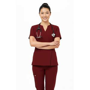Conjunto de uniforme médico profesional para mujer, Top y pantalones de secado rápido transpirables para enfermeras, uniformes de Hospital con logotipo personalizado - Product Image 1