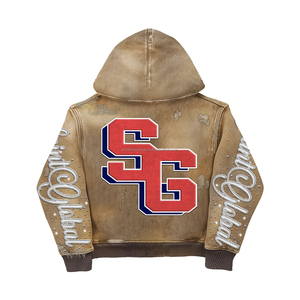 Chándal Deportivo Holgado para Hombre, Estilo Urbano, Lavado Ácido, con Pedrería, Impresión Serigrafiada Desgastada de Alta Calidad, Personalizado 2026 - Product Image 2