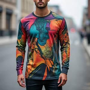 เสื้อยืดผ้าฝ้ายโพลีเอสเตอร์100% สำหรับผู้ชายเสื้อยืดพิมพ์ลายฤดูร้อนเสื้อยืดคอกลมพิมพ์ซับลิเมชันสำหรับผู้ชาย - Product Image 1