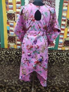 Taille libre Mini manches Boho Beachwear Plus Size femmes coton caftan robe nuits d'été oiseau naturel imprimé Sweet Top Style - Product Image 3