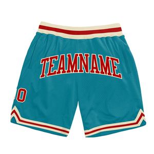 Industrie Direct Engro Sportswear Basketball <b>Shorts</b> Custom Teal <b>Red</b> Authentic Throwback Basketball <b>Shorts</b> - Product Image 1