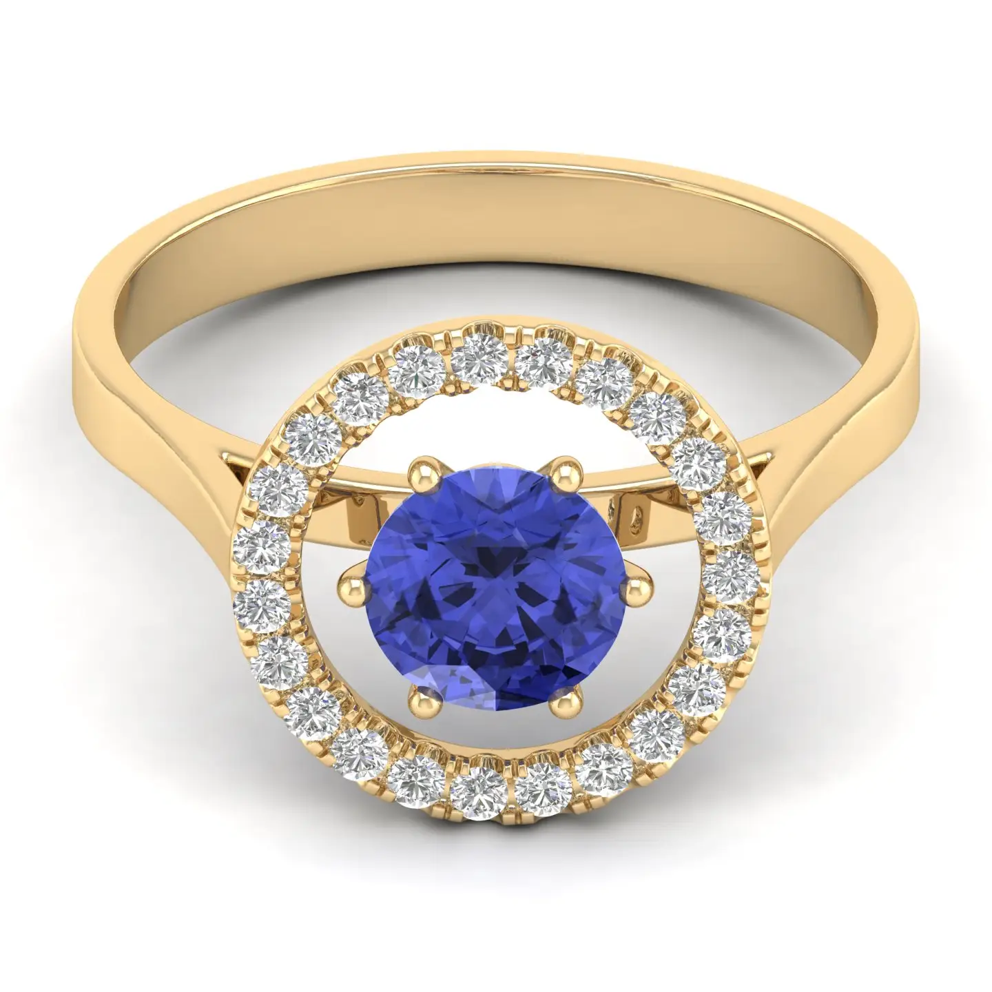 メーカー直接可憐なタンザナイト石とモアッサナイトリングK14イエローゴールド競争力のある価格チャームデザイン結婚指輪