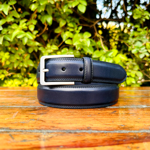 2025 dernière haute qualité Durable Double-collé formelle ceinture en cuir véritable pour hommes boucle en laiton profil lourd - Product Image 1