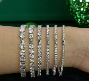 Venta al por mayor de fábrica: Pulsera de cadena tipo tenis chapada en oro blanco de 14K con diamantes de moissanita VVS, joyería hiphop con incrustaciones, 2mm 3mm 4mm, para fiesta - Product Image 2