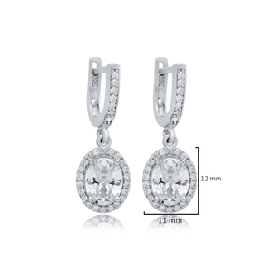 รูปทรงสี่เหลี่ยมผืนผ้าหิน CZ ขายส่งแฮนด์เมดตุรกี 925 เงินสเตอร์ลิงต่างหูห้อยเครื่องประดับ - Product Image 2