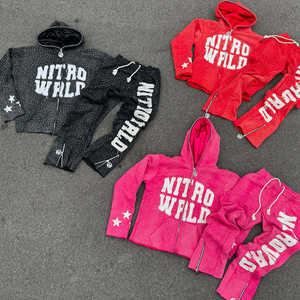 Vêtement de sport pour homme en coton vintage de qualité supérieure, broderie de strass personnalisée, lavage à l'acide, streetwear, vente en gros - Product Image 1