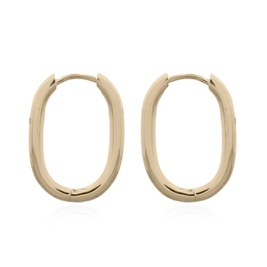 Pendientes de Aro Ovalados Simples de Plata 925 Chapados en Oro - Product Image 1