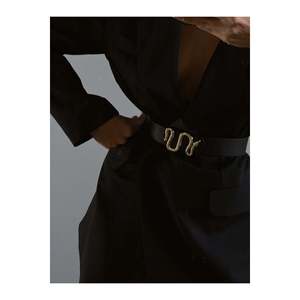 Ceinture pour femme avec boucle serpent, ceinture pour pantalon, ceinture pour veste, ceinture pour robe, ceinture pour chemise - NOIR-OR - Product Image 3