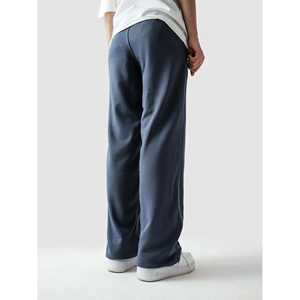 Pantalon cargo à taille élastique avec logo personnalisable, coupe droite, tendance, ajusté, délavé coloré, plissé décoratif, XL, bleu ardoise - Product Image 6