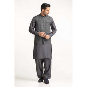 Gilet de travail personnalisable pour homme, noir, coupe-vent, à carreaux, avec boutons décoratifs, en polyester tricoté et toile brodée - Product Image 5