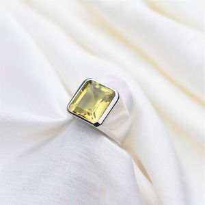 Men's 925 <b>Sterling</b> <b>Silver</b> Lemon Quartz Gemstone Turkish Style Christian Engagement <b>Ring</b> Bezel <b>Set</b> Third Party Certified Fine - Product Image 1