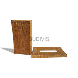 Caja de pañuelos de mimbre natural elegante al por mayor hecha a mano con forma rectangular para organización de cocina - Product Image 5