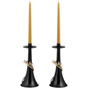 Modern <b>Black</b> Metal Loop Design Candle Holder Elegant Iron <b>Candlestick</b> Home Decor Accent Unique Decorative Single Candle Stand - Product Image 3