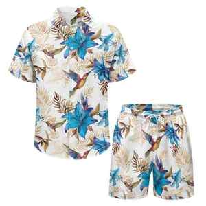 New Style Casual Men's Street Wear Summer <b>Knitted</b> Woven 3D Printed Sublimation Short Sleeve T-Shirt and Short <b>Set</b> - Product Image 1