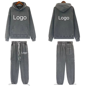OEM última moda personalizada de peso pesado de gran tamaño Sweatsuit hombres Vintage Wash Heavyweight hombres Joggers Set para Unisex - Product Image 2