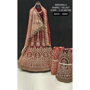 Lehenga Choli en velours élégant le plus vendu avec emballage personnalisé pour les fêtes et les occasions de fête de mariée - Product Image 5