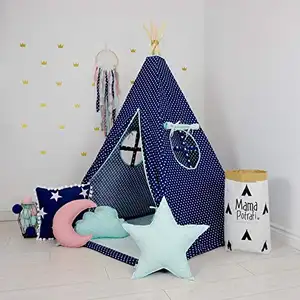Teepee Tents with Padded Mat and Cushions Free Kit Bag Blue Polka, Camping And Indoor Play House tent, Tent house for kids