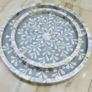 Modern Design 2022 vente en gros de plateaux ronds en nacre faits à la main pour le salon et la cuisine au Vietnam - Product Image 5