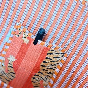 Tiger Print Kantha <b>Tote</b> Quilted Cotton Tiger <b>Tote</b> Orange Tiger Shoulder <b>Bag</b> - Product Image 6