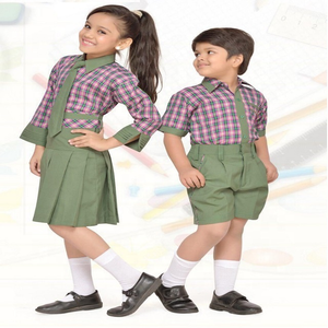 Ensemble d'uniformes scolaires unisexes de haute qualité, lavable et durable, en coton doux / polyester, manches assorties - Product Image 1