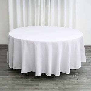 Vente en gros de nappes de cocktail rondes en polyester de 120 pouces pour banquets, décoration, mariage, tissu de couverture imperméable pour tables - Product Image 1