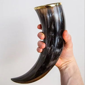 High Quality Eco-Friendly Polished Handmade Buffalo Horn Mug Customized Logo <b>Viking</b> Drinking Horn Stand Business <b>Gift</b> Natural - Product Image 1
