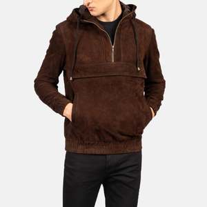 Kenton Vintage Aviator Pullover <b>Jacket</b> in Mocha <b>Suede</b> Casual XS 6XL Water Proof Distressed Coated PU for Spring Autumn Seasons - Product Image 1