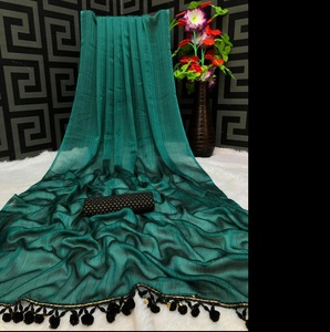 Indian Boutique's Trendy Classic Heavy Rambo Algodón Seda Jari Forro Saree Último diseño Exclusivo Vestido de fiesta para niñas - Product Image 1