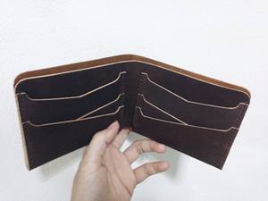 Portefeuille en cuir vintage à deux volets de haute qualité pour hommes WML-0116 logo en cuir véritable personnalisable en usine - Product Image 5