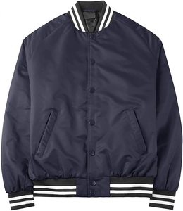 Blouson aviateur universitaire bleu sur mesure pour hommes collé brodé décontracté style vintage hiver coupe-vent imperméable anti-UV rapide - Product Image 2