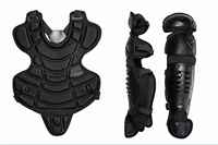 Protections de poitrine et de jambes en néoprène et cuir noir pour jeunes de 14 pouces pour le baseball, le softball et les sports de plein air