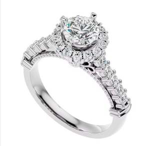 Qualité assurée 10K or blanc Solitaire bague de fiançailles de luxe Original beaux bijoux pour femmes bague par Rikhava diamants - Product Image 1