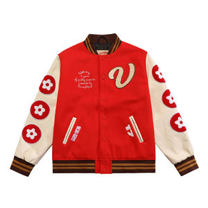 Varsity <b>Jacket</b> For Men With Custom Embroidery Wholesale Chenille <b>Leather</b> Sleeves Baseball <b>jacket</b> Men's Casual Letterman <b>Jacket</b> - Product Image 3