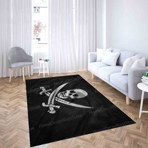 Jolly Roger Printed Wool <b>Rug</b>-Eco-Friendly Home Decor with Latex Backing Medium Thickness Patchwork Pattern - Product Image 3