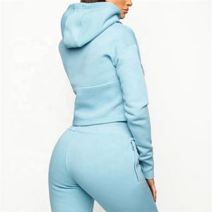 ชุดกีฬาขนแกะ2ชิ้นและเสื้อครอปมีฮู้ดพิมพ์โลโก้ขนาดพลัสไซส์2024ใหม่ - Product Image 4